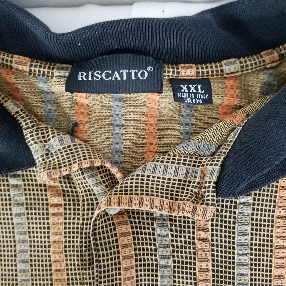 Riscato Mens XXL Polo Shirt‎ Short Sleeve Made in Italy Striped Casual Golf - Picture 5 of 7